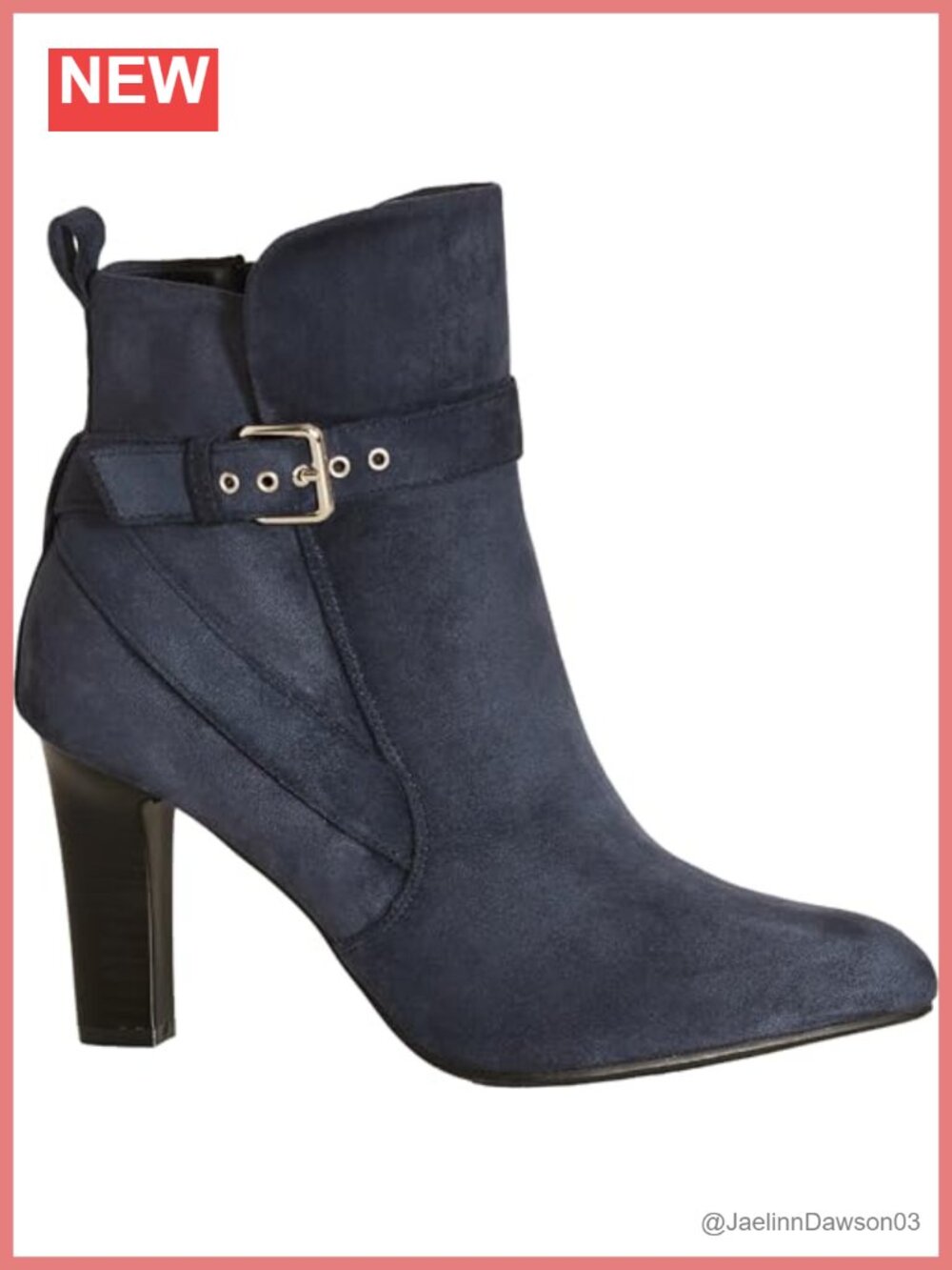 Wide Fit Ankle Bootie with Faux Suede and Stacked Block Heel